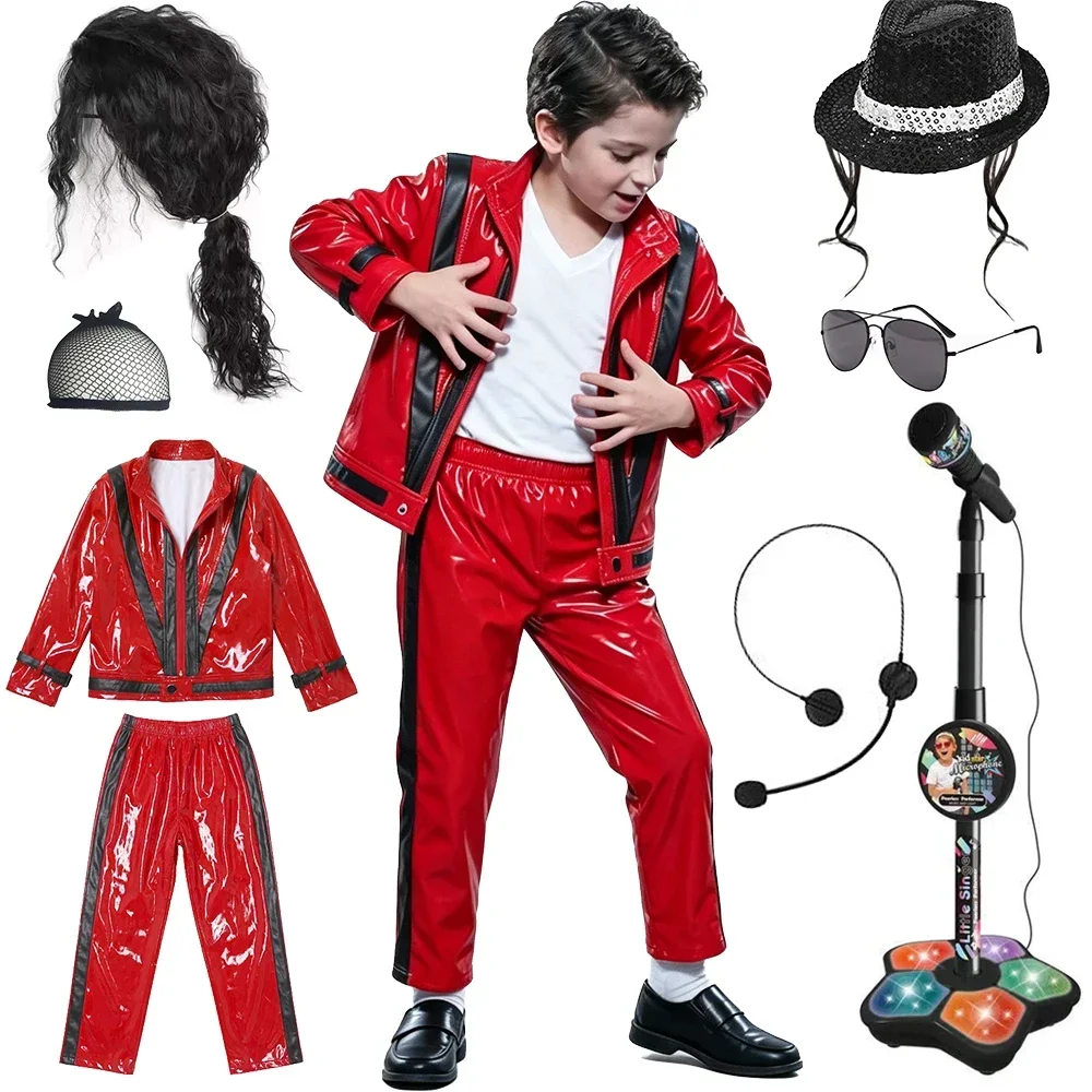 Vintage Fashion Jacket - Boys Michael Red Leather Jacket Pant