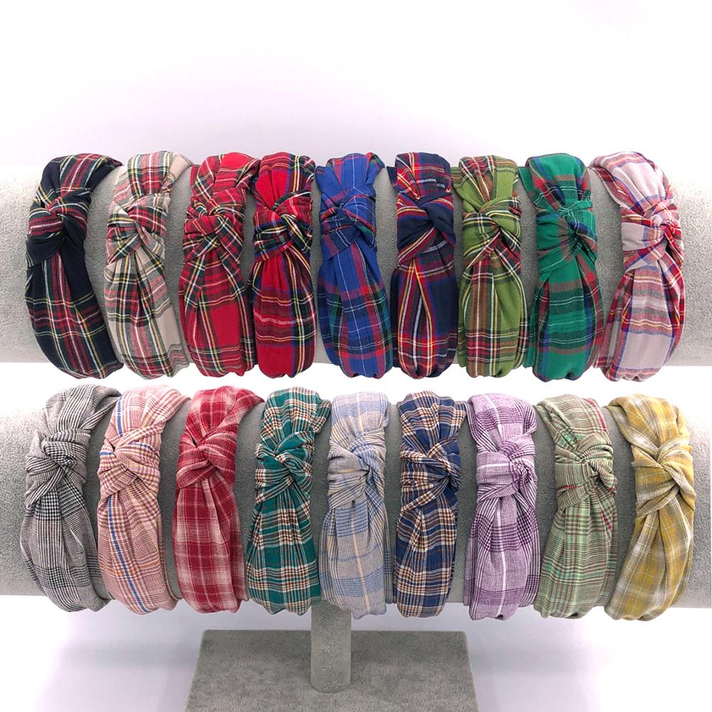 Vintage Fashion Boutique - Vintage Women Twist Headband Plaid Cotton