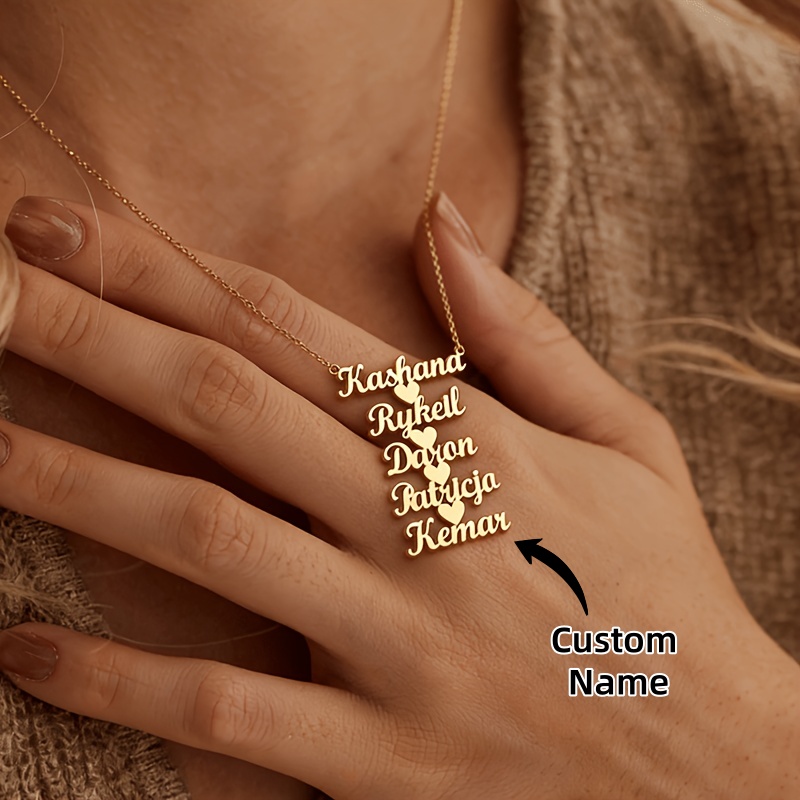 Vintage Fashion Names - Personalized Custom Multi‑Name Necklace Heart‑Shaped Multi‑Layer