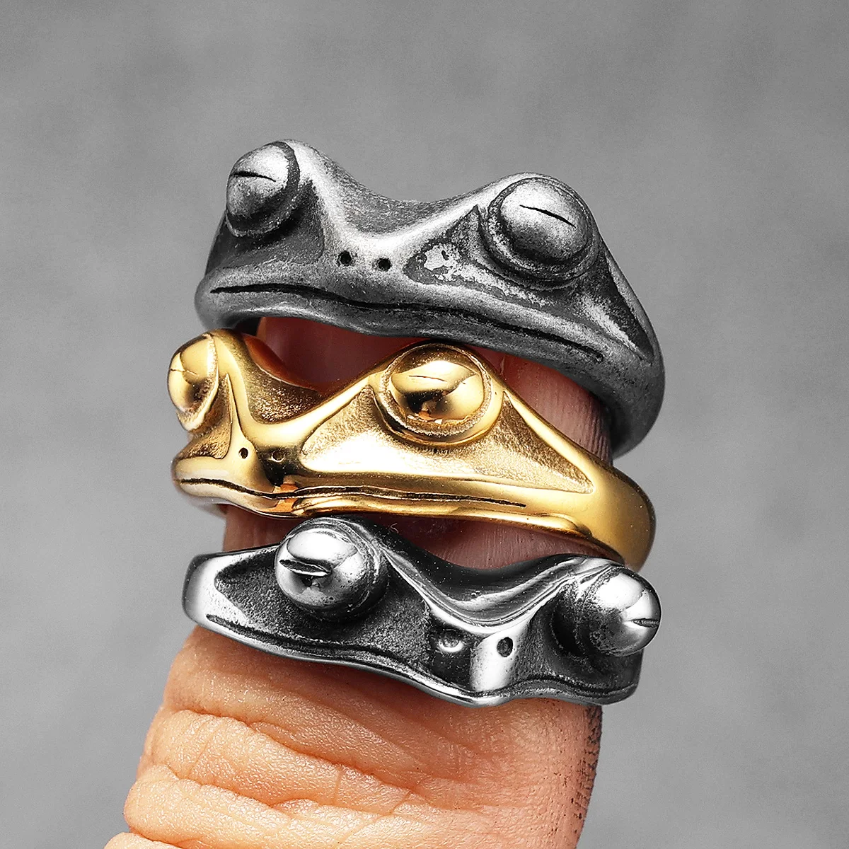 Frog Prince Men Rings Stainles - Vintage Fashion Stuff 评论和价格