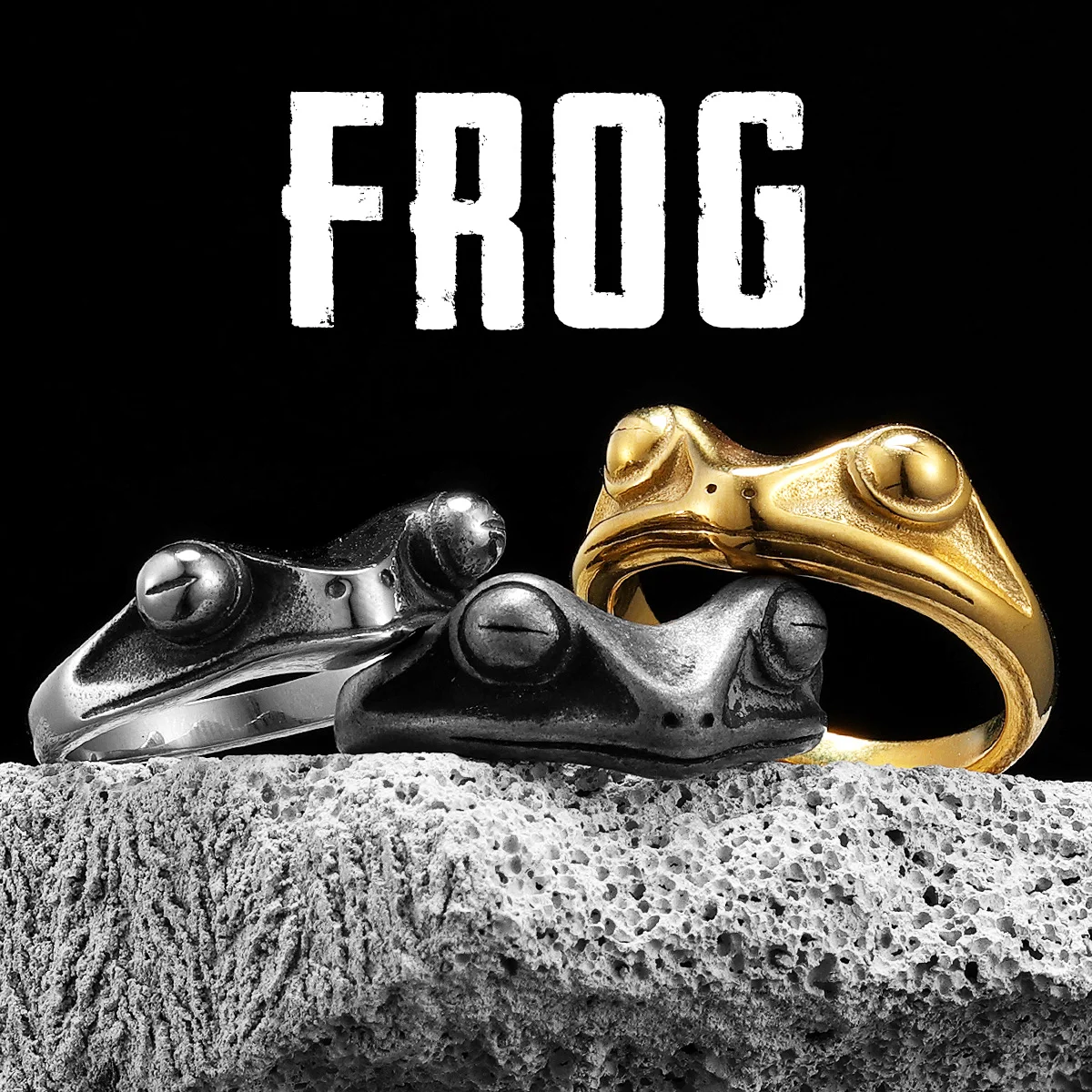 Frog Prince Men Rings Stainles - Vintage Fashion Stuff 评论和价格