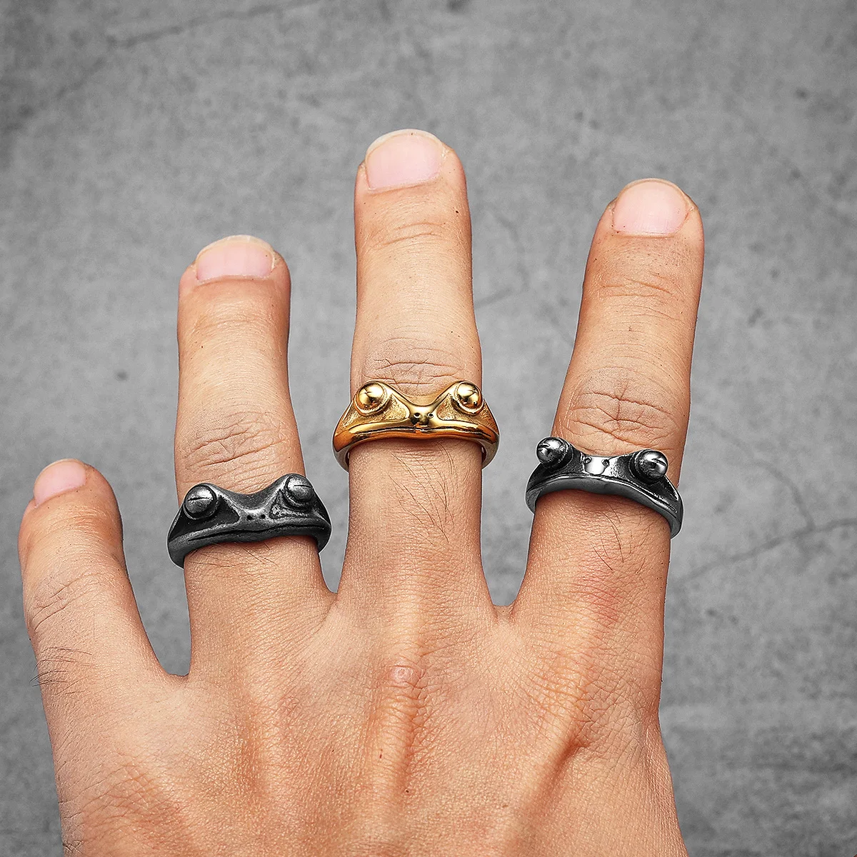 Frog Prince Men Rings Stainles - Vintage Fashion Stuff 评论和价格