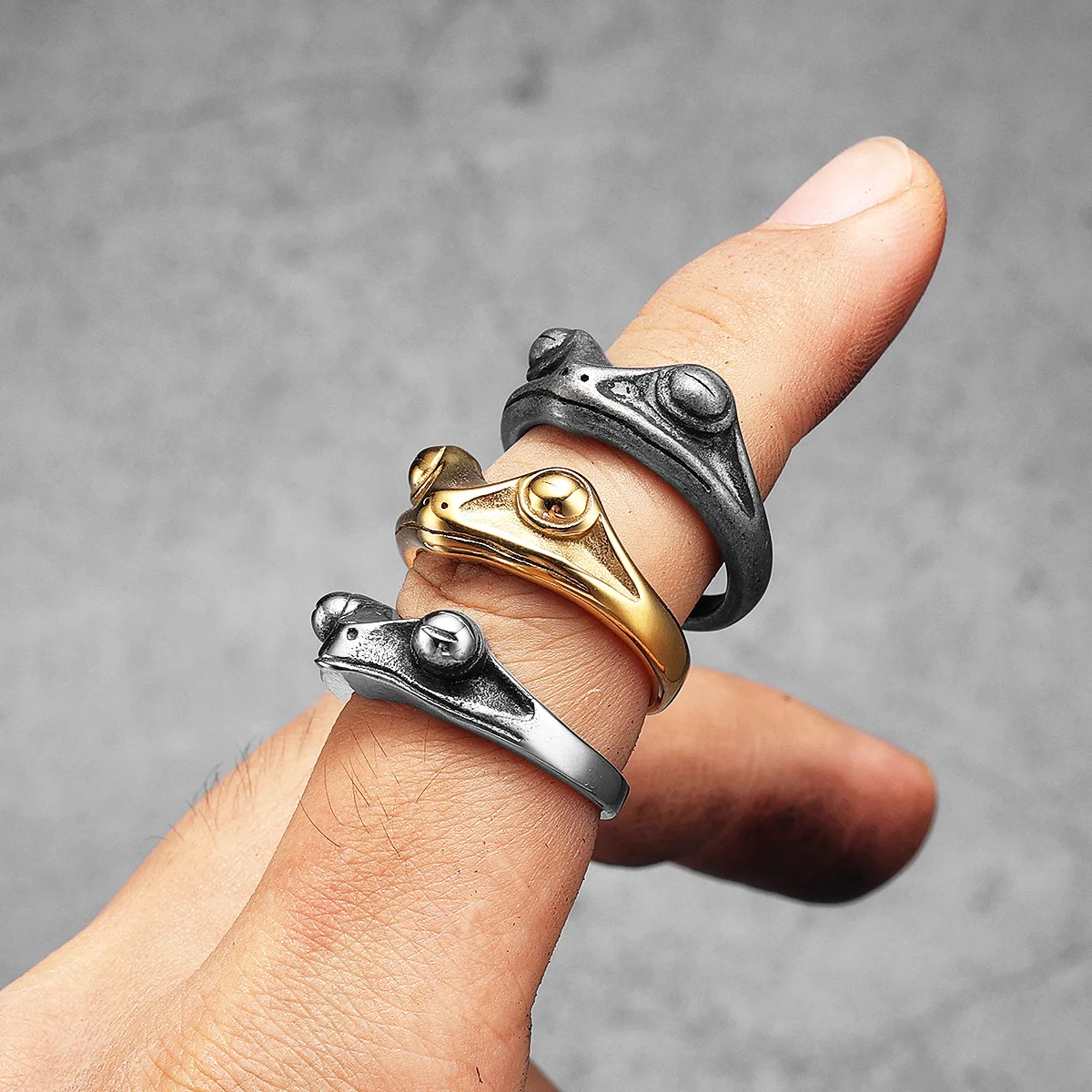 Frog Prince Men Rings Stainles - Vintage Fashion Stuff 评论和价格
