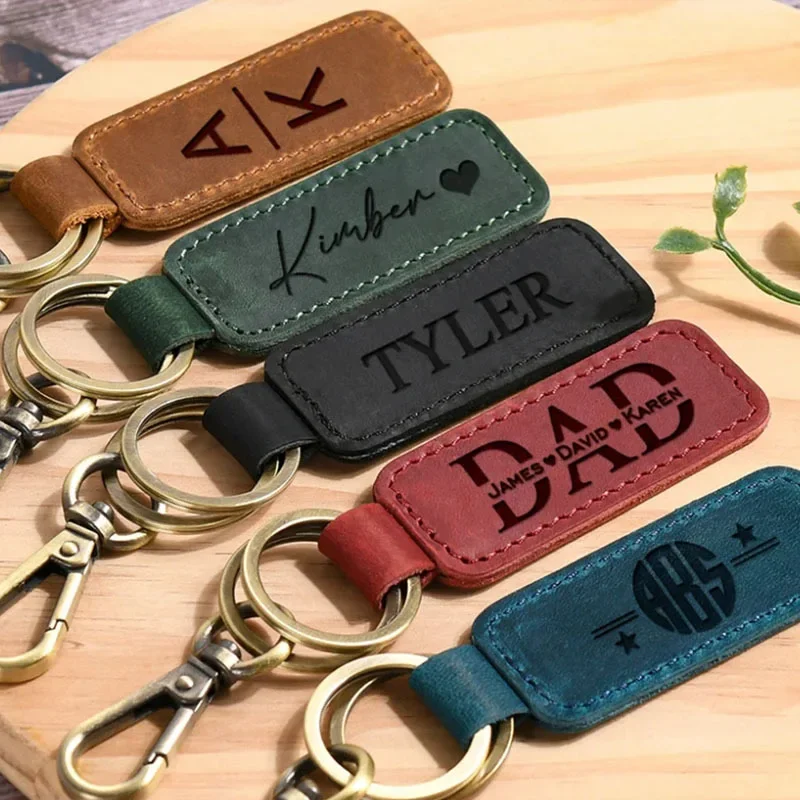 Laser Custom Logo Leather Keyc - Vintage Fashion Rings 评论和价格