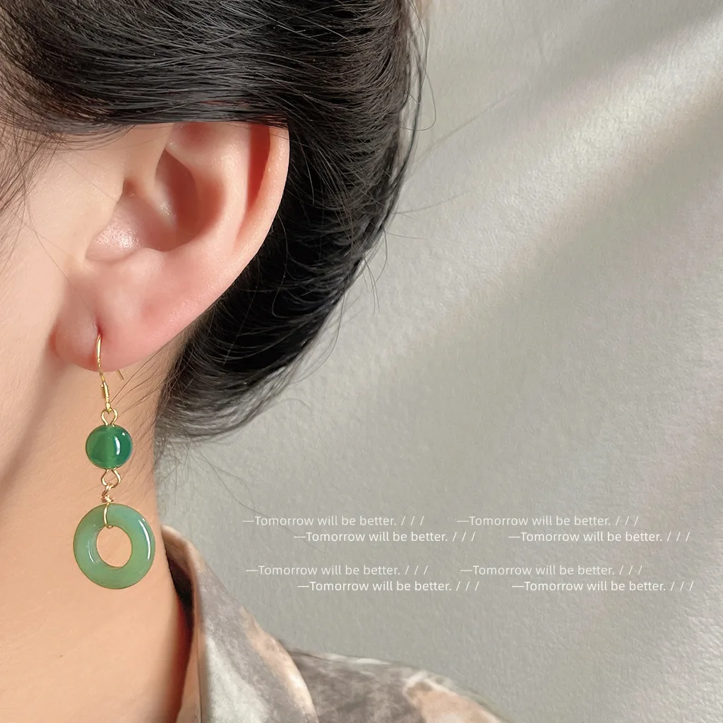 Green Real Jade Ring Earrings  - Vintage Fashion Rings 评论和价格