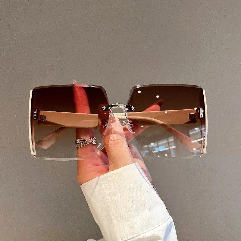 New Square Frameless Retro Sun - Vintage Fashion Trends 评论和价格