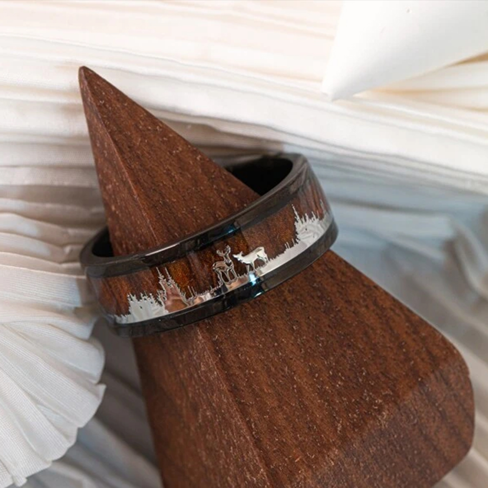 Black Inlaid Wood Grain Elk Ch - Vintage Fashion Names 评论和价格