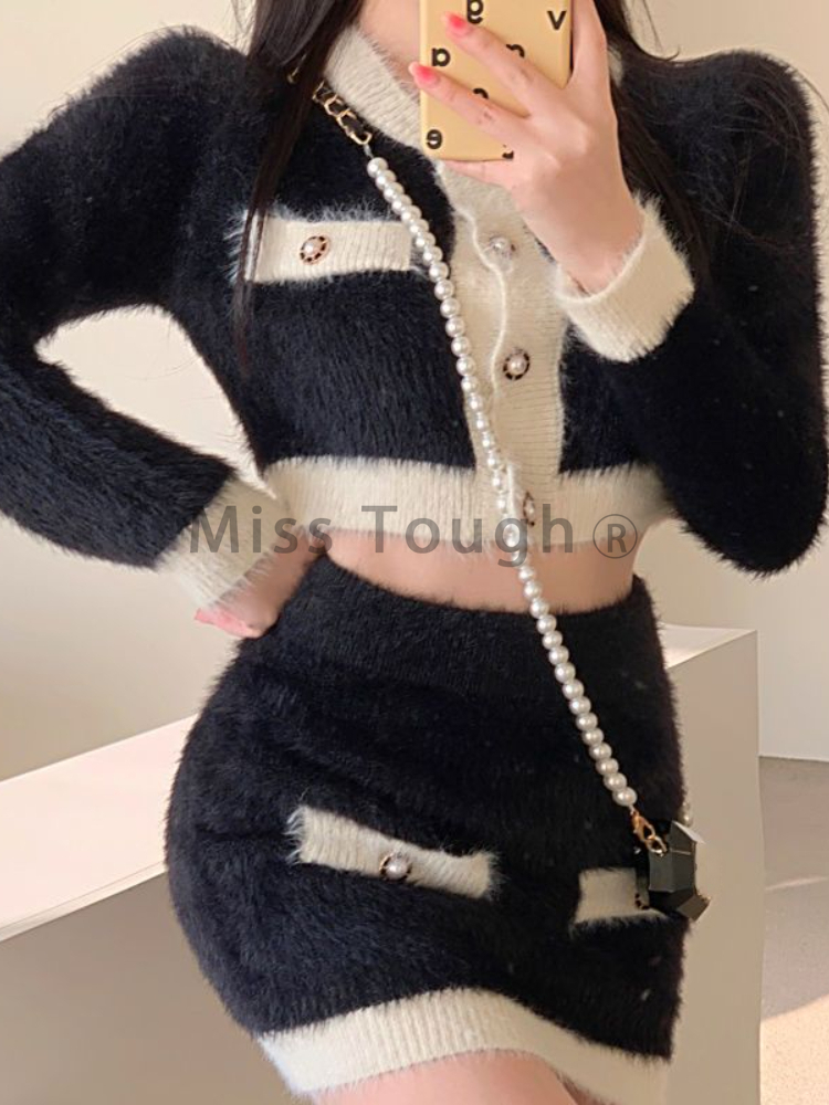 Winter Fluffy Knit 2 Piece Set - Vintage Fashion Ai 评论和价格