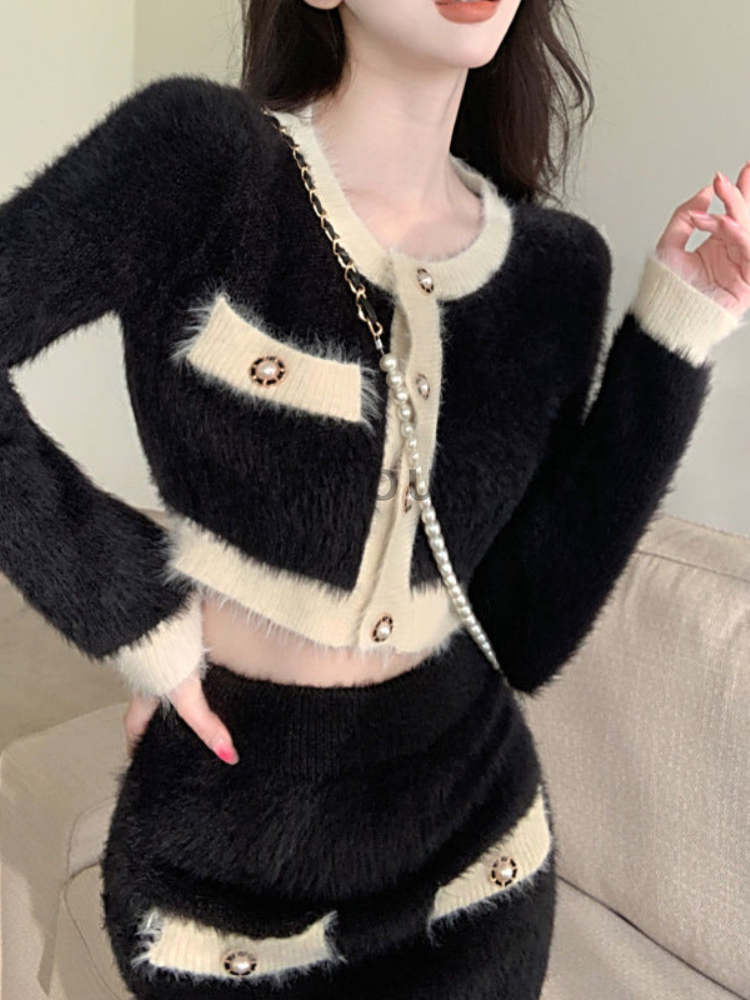 Winter Fluffy Knit 2 Piece Set - Vintage Fashion Ai 评论和价格