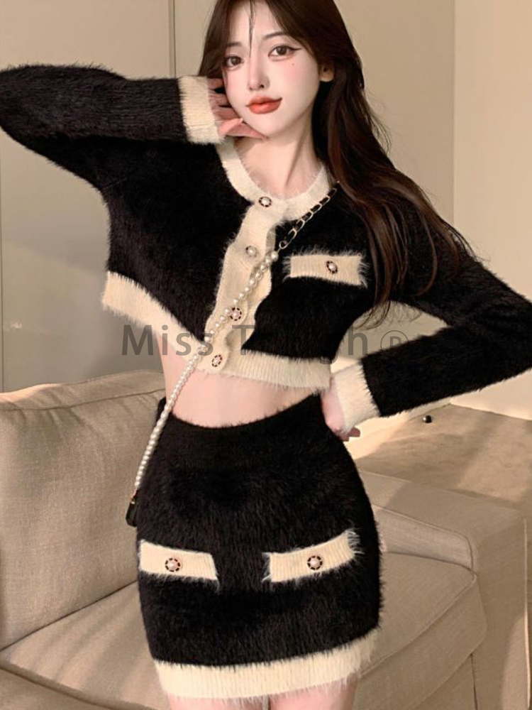 Winter Fluffy Knit 2 Piece Set - Vintage Fashion Ai 评论和价格